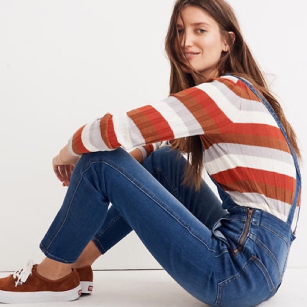 New High Waist Blue Skinny Overalls